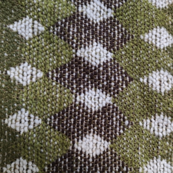 70S MCM reproduction GREEN/BROWN chenille geometric Argyll fringed table runner - Picture 4 of 5